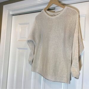 LOFT Soft Beige Lightweight Knit Sweater Cotton Sz S Feminine Minimalist Coastal